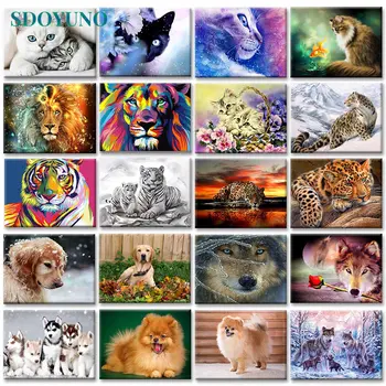 

SDOYUNO 5d DIY Diamond Painting Animals cat Mosaic Diamond Embroidery Painting Dog lion Cross Ctitch Kit 20 Pattern Wall Sticker