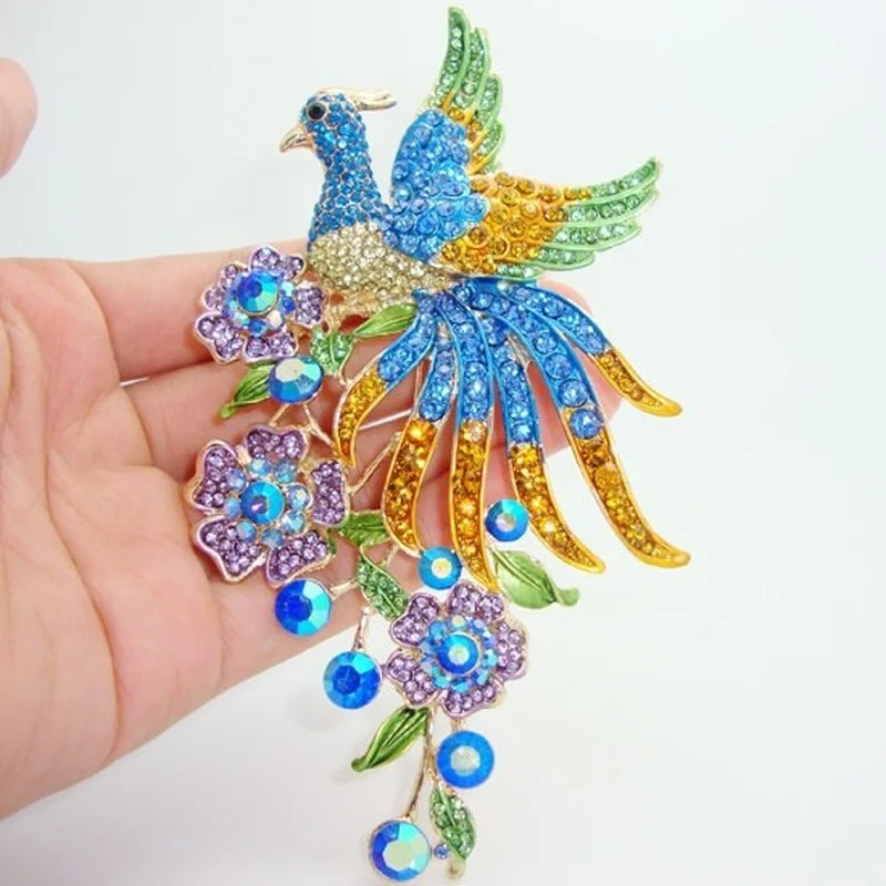 Rhinestones Peacock Brooches for Women\\\'s Luxury Clothing Accessories Elegant Banquet Wedding Jewelry Female Pin