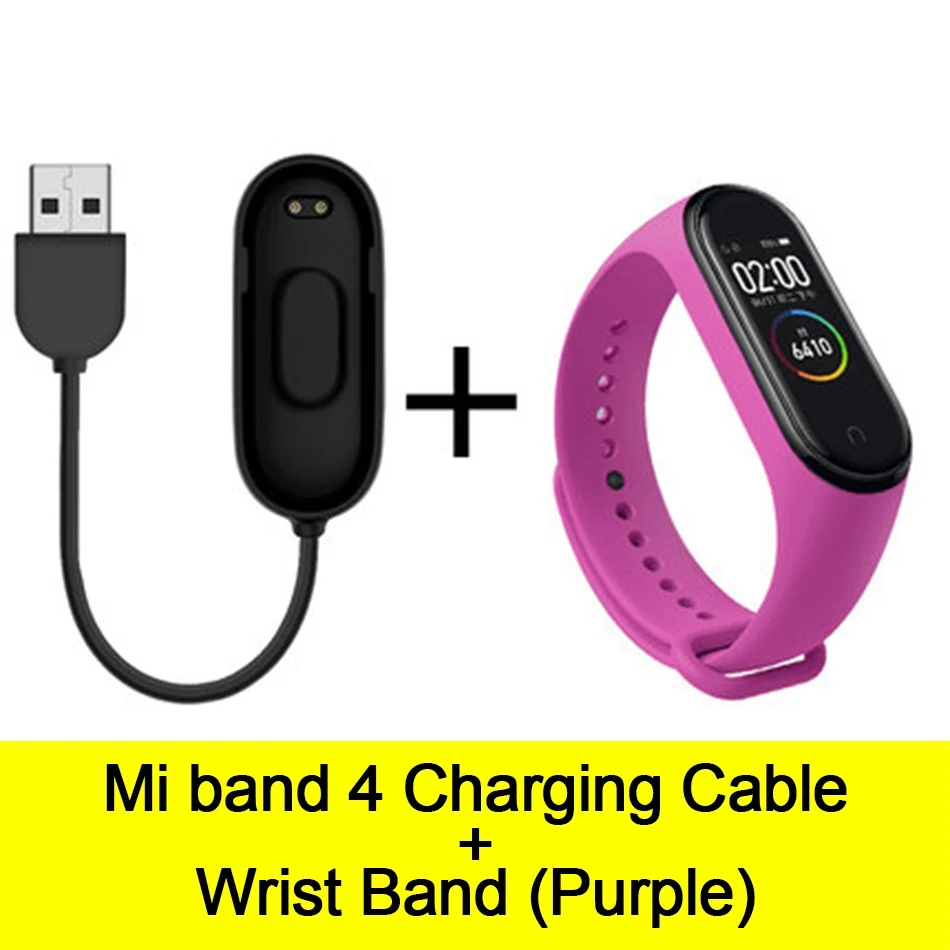 Usb-кабель для зарядки mi Band 4, шнур для зарядного устройства, Сменный Адаптер для Xiao mi Band 4, NFC, линия для зарядки+ браслеты - Цвет: Cable-Purple