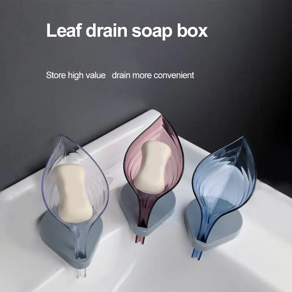 

Non-slip Bathroom Leaf Shape Soap Box Bathroom soap holder Dish Storage Plate Tray Bathroom Soap Holder Case Bathroom Supplies