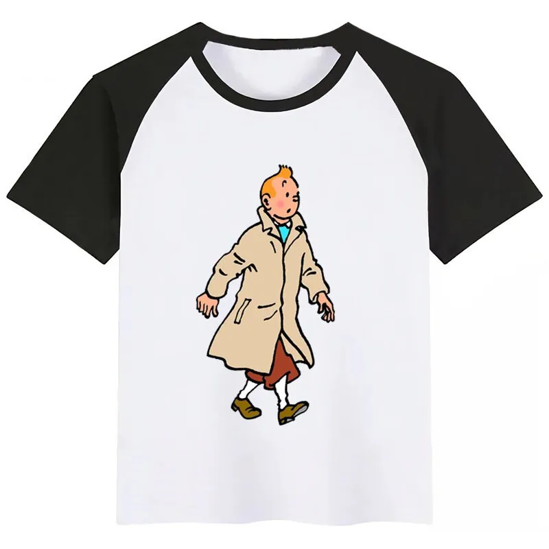 

Tintin Cartoon Fashion Character Baby Boy Girl Tshirt Kids Boys Top Child Print Tee Funny T-shirts Summer Short Sleeve