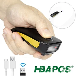 HBAPOS – Scanner de codes barres portatif sans fil 1D 2D, Bluetooth, Mini lecteur de Code de poche Portable 