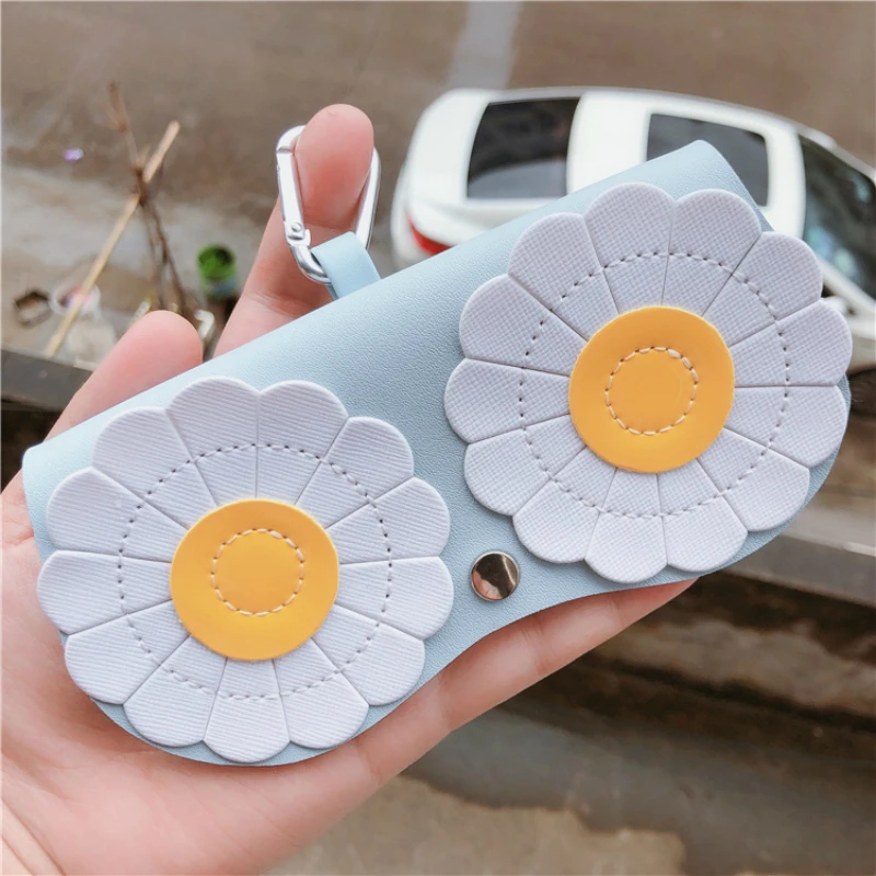 blue flower Сумка для очков, Портативный Модный Чехол для очков, милый защитный чехол для солнцезащитных очков, женский зажим для очков, мужская сумка для очков - Цвет: blue flower