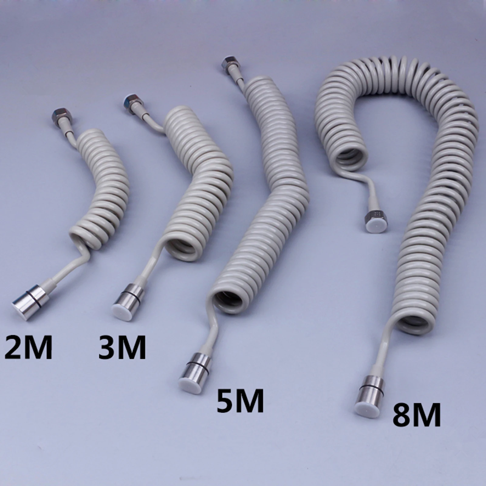 Boquilla de ducha de resorte, manguera rociadora, manguera suave, tubo telescópico Flexible, tubo rociador de bidé para inodoro 2M 3M 5M 8M