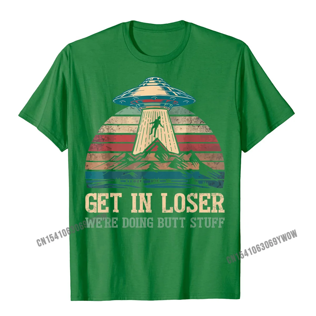 comfortable 100% Cotton Student Short Sleeve Tops & Tees Street Autumn Tshirts Birthday Clothing Shirt Company O-Neck Get In Loser Were Doing Butt Stuff T-Shirt Funny Camping T-Shirt__792 green