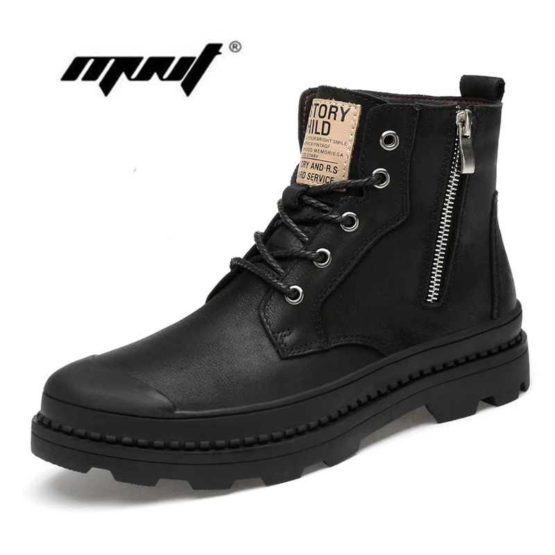

Super Warm Plus Size Men Boots Natural Leather Ankle Boots Men Handmade Plush Fur Snow Boots Outdoor Autumn Winter Shoes