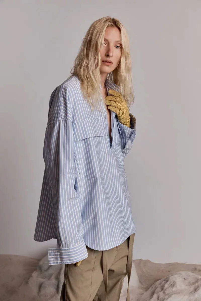 

Best Version Long Sleeve Pullover Henley Shirt Oversized Front Flap Pockets Tops Sueded
