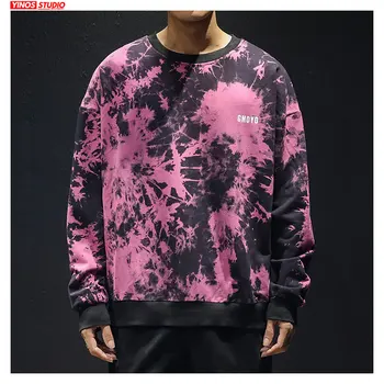 

Dropshipping Streetwear Mens Tie Dyeing Hoodies Autumn Men Oversized Hip-Hop Sweatshirt Japanese Causal Pullover