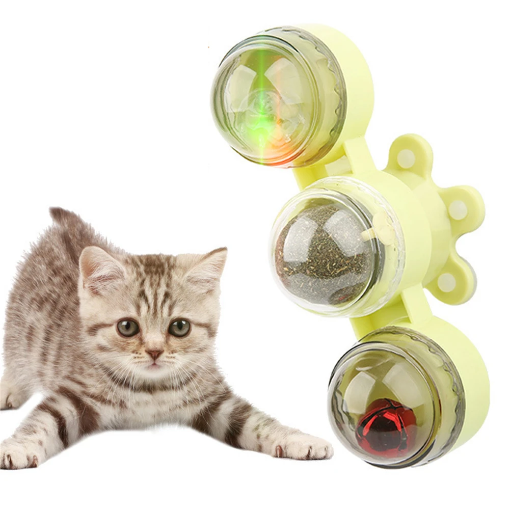 

Cat Teasing Whirling Sucker Turntable Pet Interactive Puzzle Windmill Toy Led Light Cat Scratch Toy Kitten Catnip Bell Ball Toys
