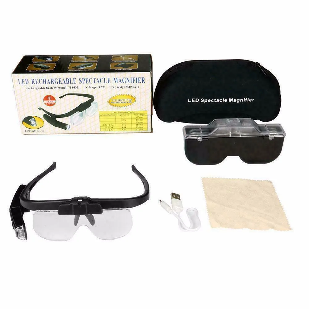 portable arc welder Magnifier Glass Adjustable 2 Lens Loupe With Led Light Headband Magnifier Glass With Lamp 1.5X20x2.5X3.5X4.0X4.5X electronics soldering kit