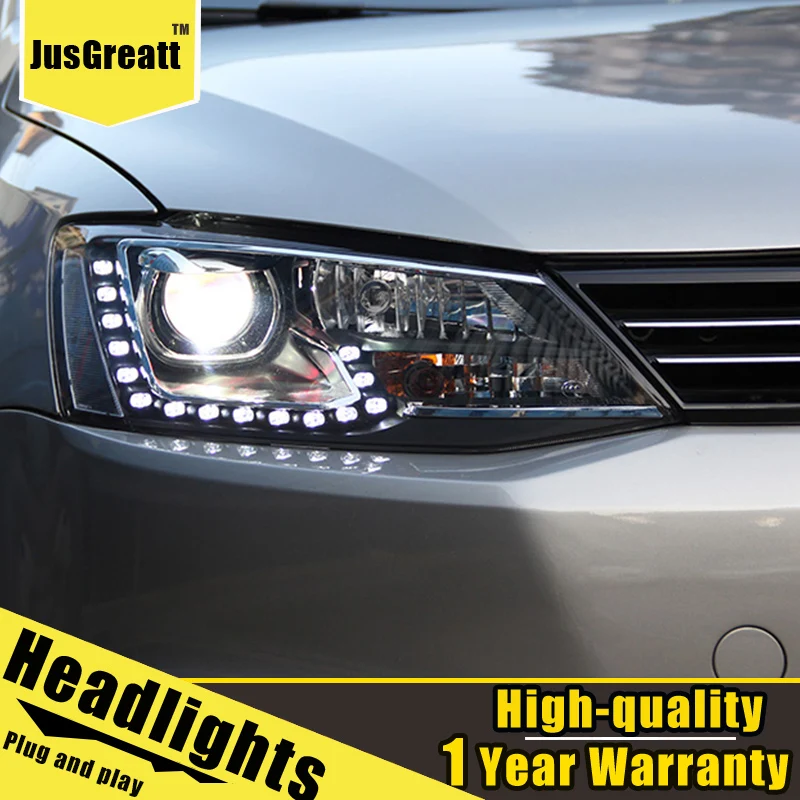 Пара для jetta светодиодный фары 2012- jetta HID фары биксеноновые фары Противотуманные фары Дневные ходовые огни двойные линзы