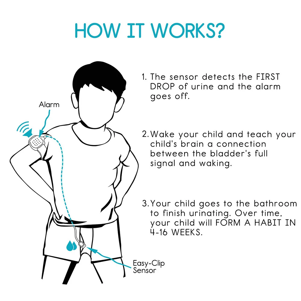Bed Wetting Alarm bedwetting sensor alarm For Kids Baby Enuresis Monitors Incontinence Aids Enuresis Treatment Include AG Batteries