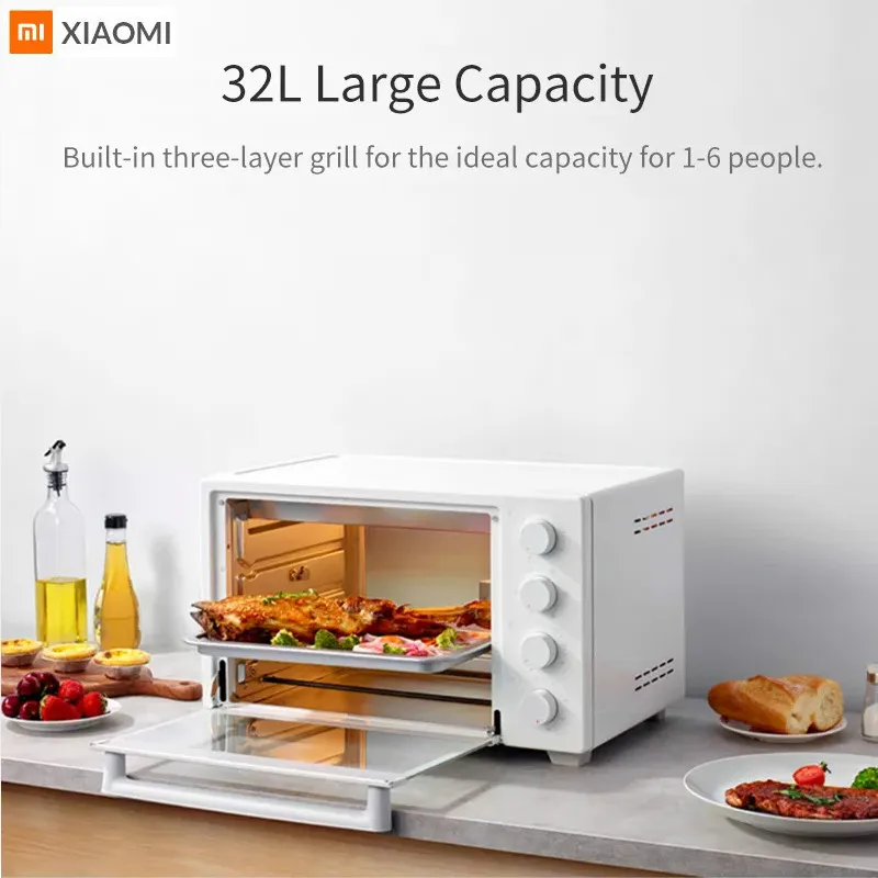 

2020 New Xiaomi 32L 1600W Electric Oven Independent Temperature Control Baking Oven 120 Minute Timing 9 Gear Microwave Oven