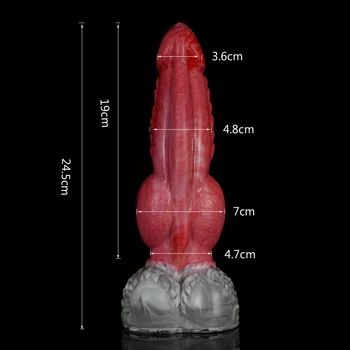 FAAK New Dragon Wolf Dildo With Sucker 7.5cm Large Knot Thick Dog Penis Silicone Anal Plug For Women Men Erotic Sex Toys Shop 3