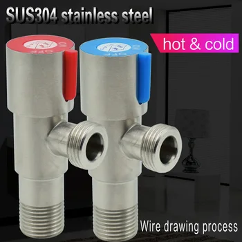 Hot&Cold Water Triangle Valve Anti-explosion Kitchen Toilet Stainless Steel Bathroom Thicken Triangular Valve Switch Water 1