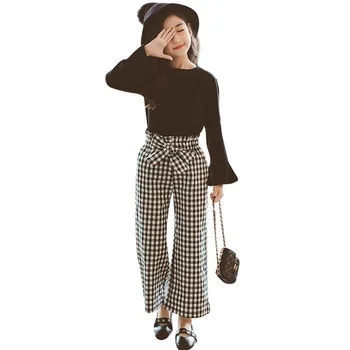 

Girls Clothes 2019 Clothing For Girls 12 Years Kids Clothes Girls 8 to 12 Years Teen Clothes Solid Shirt + Striped Pants 2 Pcs