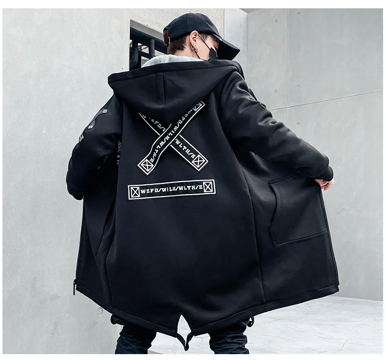 Зимняя хип-хоп модная мужская куртка Harajuku X Принт толстовки одежда уличная одежда верхняя одежда и ветровка теплая толстая
