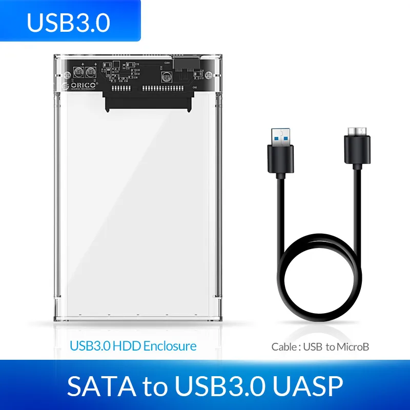 3.5 hdd enclosure ORICO 2.5" HDD Case SATA to USB 3.0 5Gbps 4TB Hard Disk Case Add Metal HDD Enclosure Transparent HDD Housing Support UASP internal hard disk case to make external HDD Box Enclosures