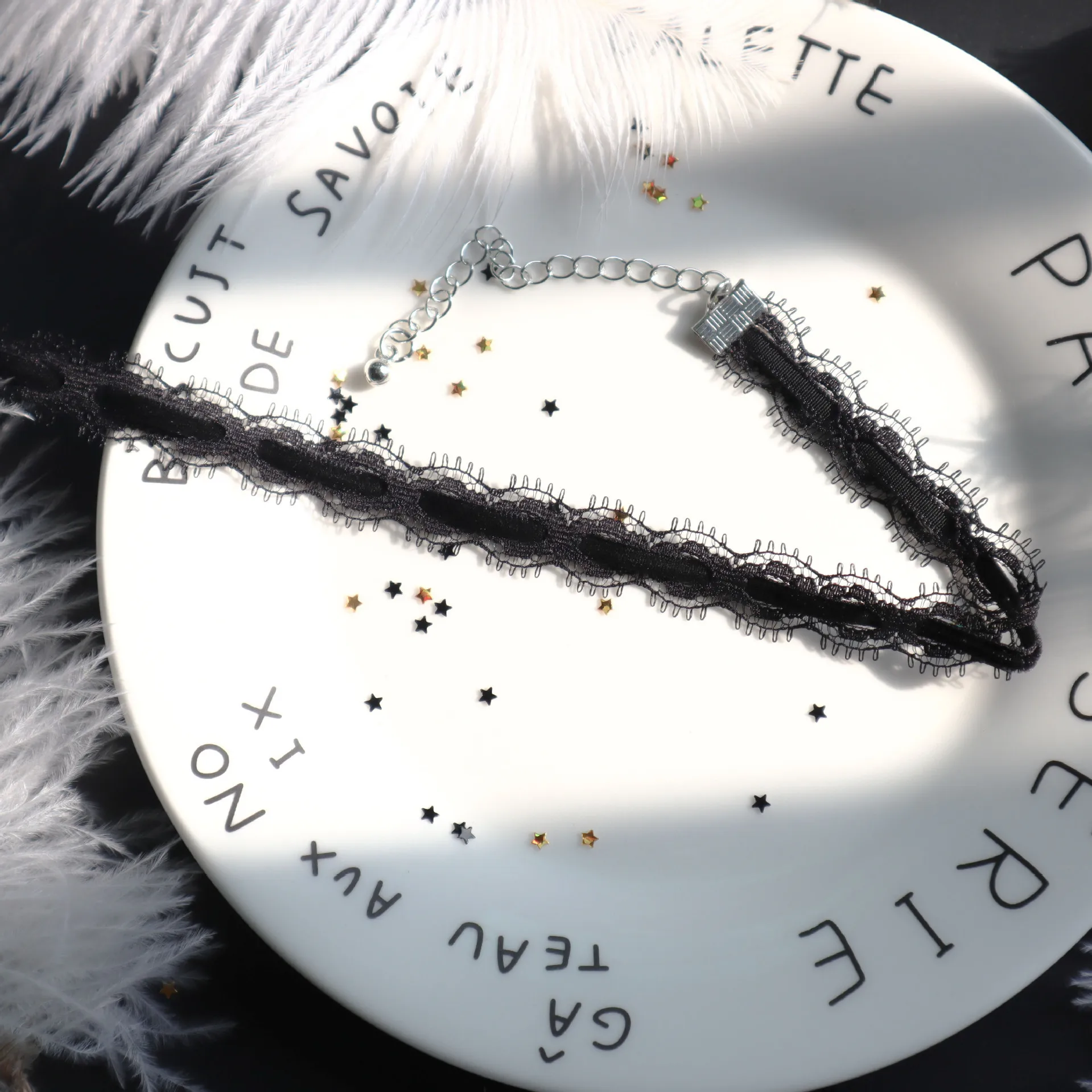 Новые японские разнообразные черные кружевные подвески в виде звезд для женщин