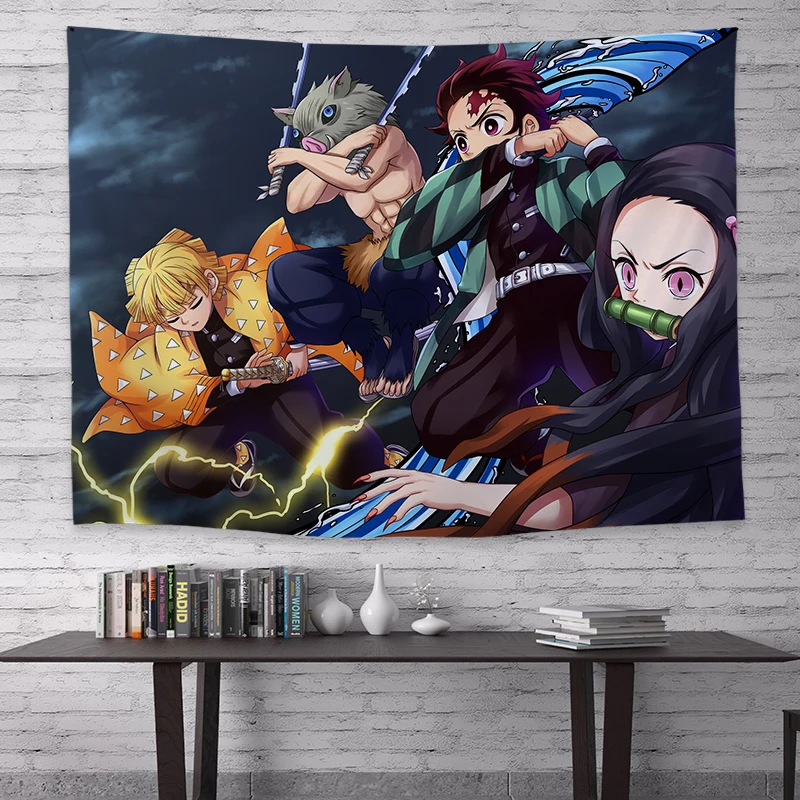 Anime Demon Slayer Kimetsu No Yaib Painting Tapestry 3D Printing Tapestrying Rectangular Home Decor Wall Hanging