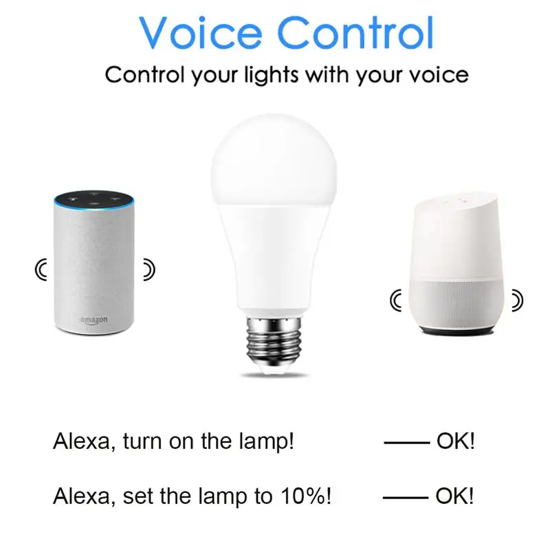 Умная лампа с Wi Fi затемняемый Светодиодный светильник 15 E27/E14/B22 Amazon Alexa Google Home