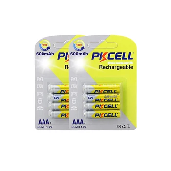 

8PC/2card PKCELL 1.2V NIMH AAA Rechargeable Batteries Battery 600mAh 1.2V 3A AAA Ni-MH battery Over 1000times Cycles