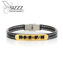 22,5 см длинный бутик браслет из натуральной кожи модный браслет из нержавеющей стали древняя мода браслет и браслеты для мужчин