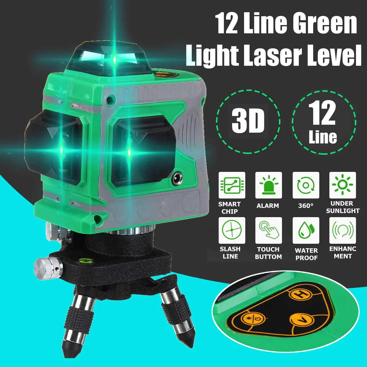 

110~220V Laser Level 12 Lines 3D Self-Leveling 360 Horizontal And Vertical Cross Super Powerful Green Laser Beam Line Power Tool