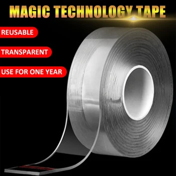 

QCUSTOM Double Sided Tape - Home Improvement Adhesive Removable Flexible Nano Tape Magic Traceless gekko tape Loop Disks Super