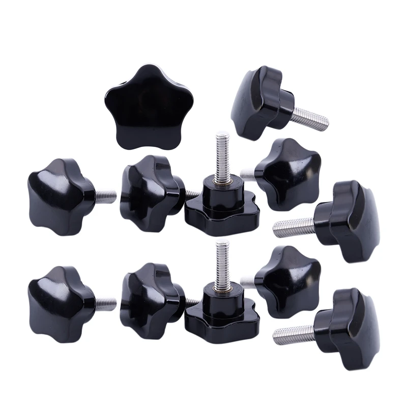 

12pcs Black Plastic 32mm Head Diameter Star Clamping Knobs M8 x 30mm