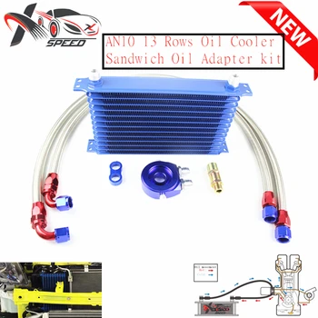 

Universal 13 row oil cooler AN10 13 rows engine radiator + Sandwich Oil filter Adapter kit XXTOL13-4BK/BL
