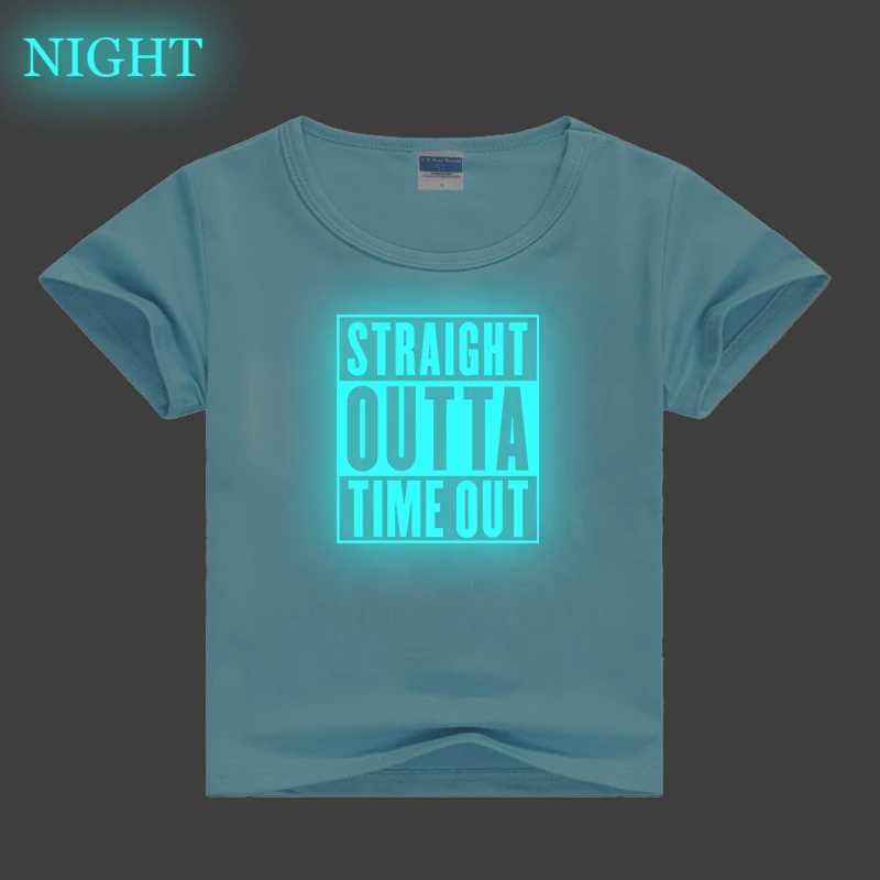 Футболка для мальчиков с принтом «Straight Out» светящаяся детская футболка для девочек модные хлопковые футболки в стиле хип-хоп для малышей - Цвет: stranger things7