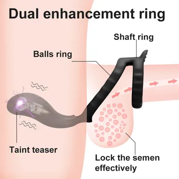 Vibrating Penis Massager Ring Dildo Vibrator Sex Toys for Men Male Masturbator Chastity Belt Cock Ring Vibrator for Men Sex Shop 4