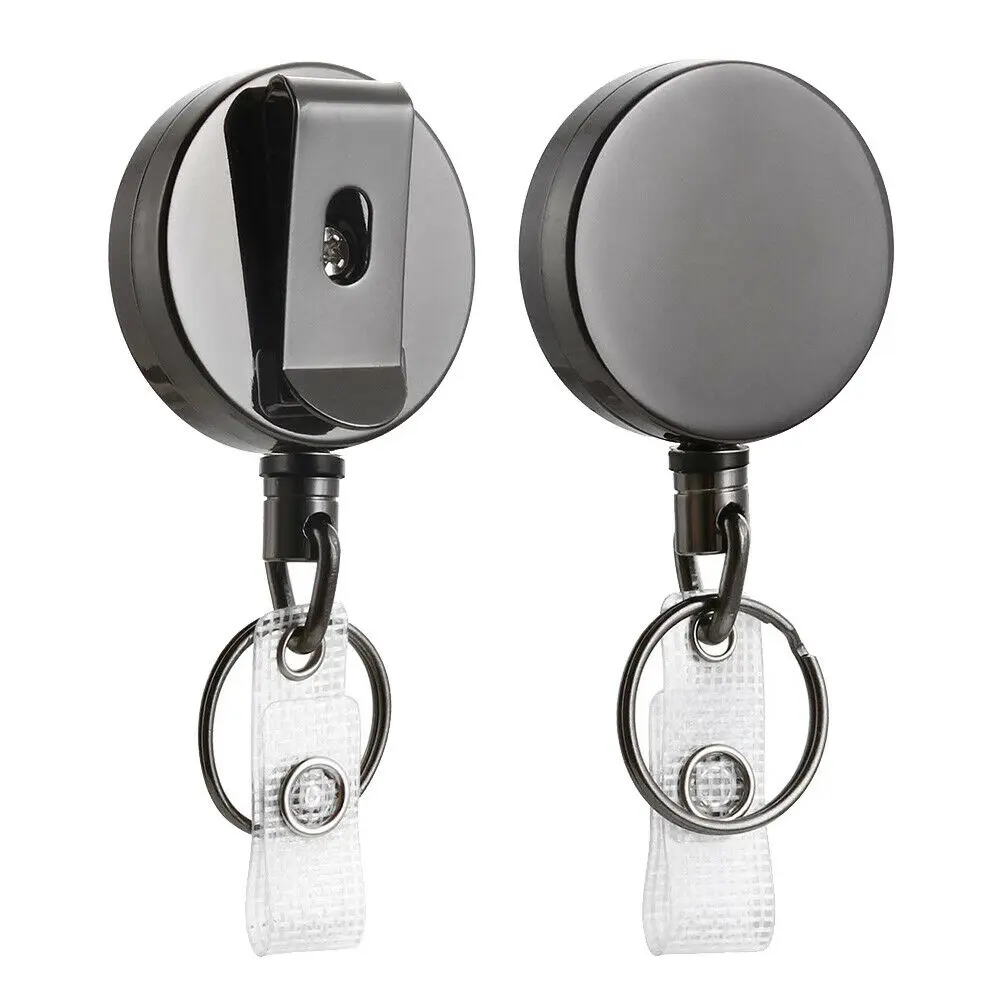 

Key Hook 2 Pcs Anti-lost Retractable Buckle Metal Housing 40mm Non-breakable Cord for Keychain Solid Reel Clip Heavy Duty