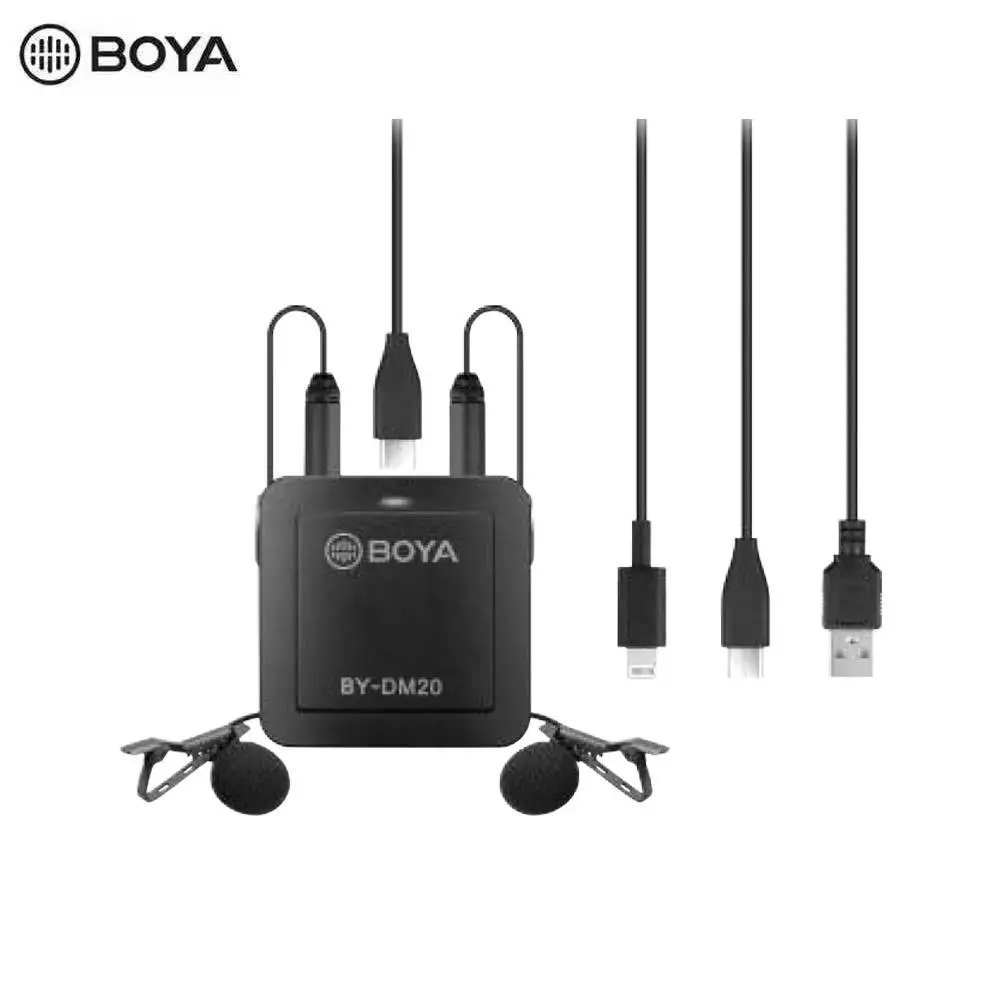 BOYA BY-DM20 двойной петличный микрофон комплект для iPhone освещение huawei Android type-C