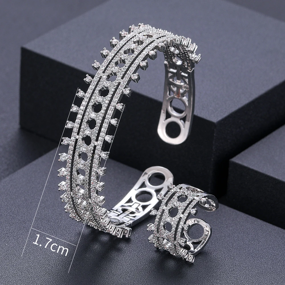 Janekelly2 pcs Bridal Zirconia Full Jewelry Sets For Women Party, Luxury Dubai Nigeria CZ Crystal Wedding Jewelry Sets