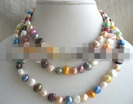 N charming multicolor baroque freshwater pearl necklace 45" Discount AAA