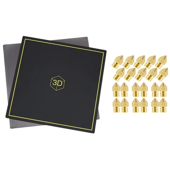 

2 Pcs 3D Printer Heated Bed Platform, Flex Magnetic Bed Build Plate 2 in 1 for CR-10 & 22 Pcs 3D Printer MK8 Nozzle Extruder Pri