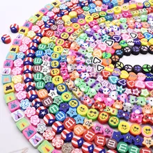 

10mm Polymer Clay Beads Rose Heart Smiling Face Loose Spacer Beads For Jewelry Making Charm Bracelet Necklace Kids DIY 30/100pcs
