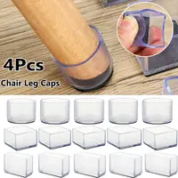 4pcs/set Silicone Chair Leg Caps Pads With Felt Non-Slip Furniture Feet Covers PVC Caps Foot Cover Non-slip Floor Protector Pads 3