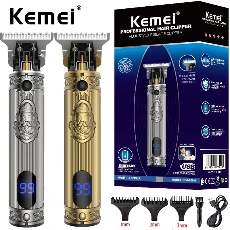 Kemei-700H Электрический Pro Li ion аккумулятор ножницы парикмахера 0 мм машинка для