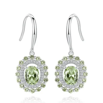 

Fashion Vintage 925 Solid Sterling Silver Peridot Gemstone Diamonds Drop Dangle Hook Earrings Women Fine Jewelry Wholesale