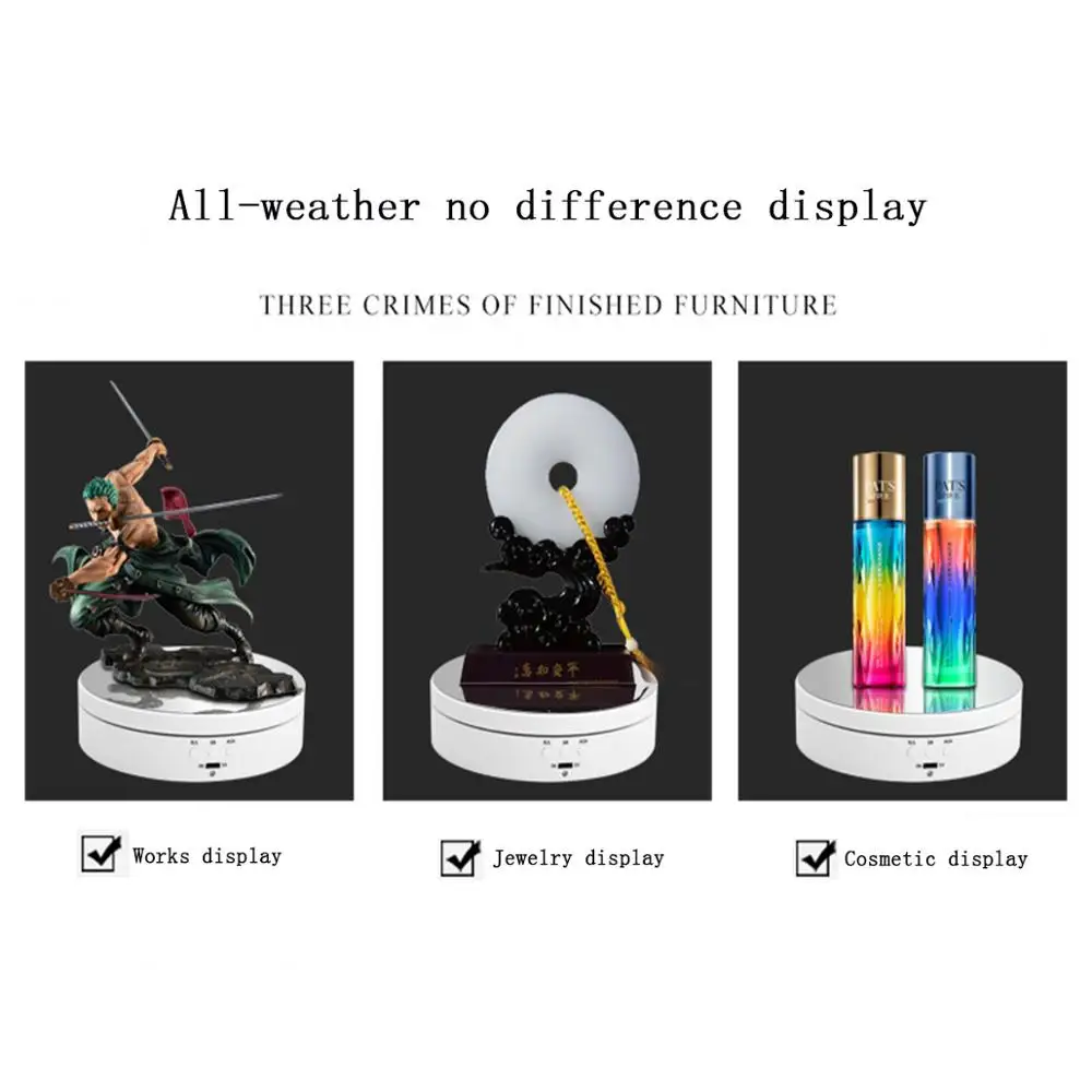 3 Speeds 7.9 Inch Intelligent Electric Rotating Display Stand Velvet  Turntable Automatic Rotating Display Stand With Up To 8kg Supports Loads  For Phot