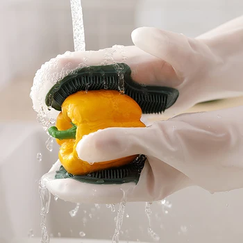 

Household Silicone Cleaning Gloves Kitchen Magic Silicone Dish Washing Glove For Household Scrubber Rubber Kitchen Supplies