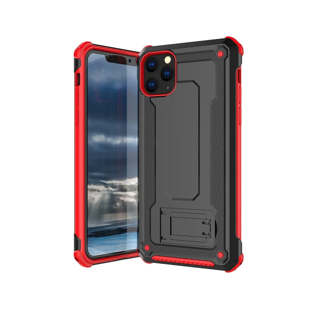 Для iPhone 11/11 Pro/11 Pro Max чехол для телефона, полный корпус, прочный чехол s, ударопрочный, с подставкой, военный класс, защитный чехол - Цвет: Red B