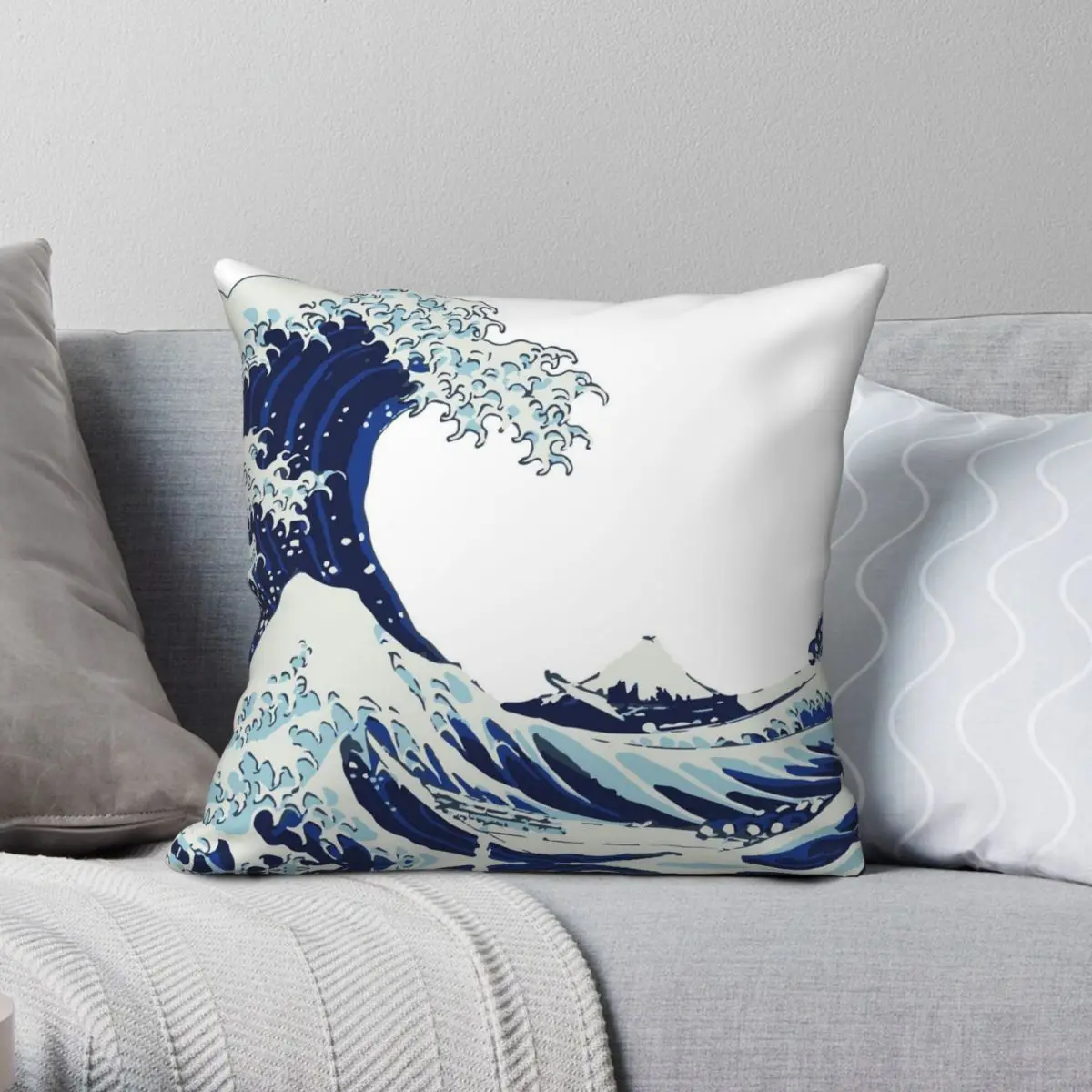 

Большая волна квадратная Подушка Чехол из полиэстера и льна бархатный узор на молнии Декор Наволочка для подушки Чехол для комнаты наволочка для подушки