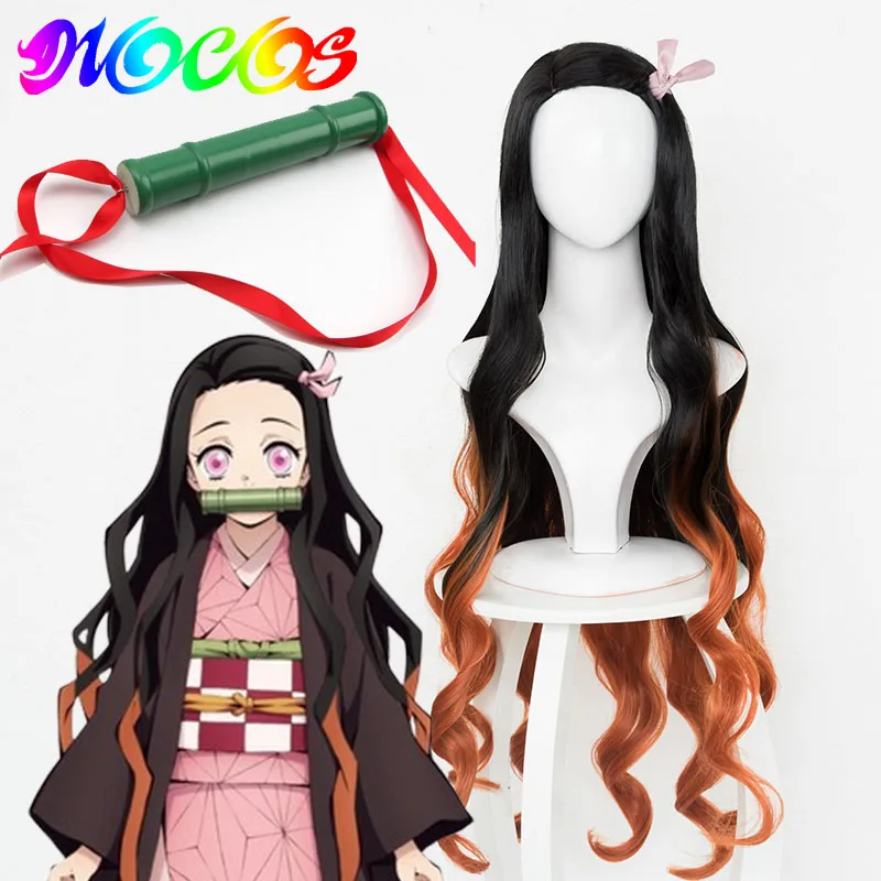 DIOCOS Demon Slayer Kimetsu no Yaiba Kamado Nezuko, парики для косплея, бамбуковый реквизит, уплотнительная палка