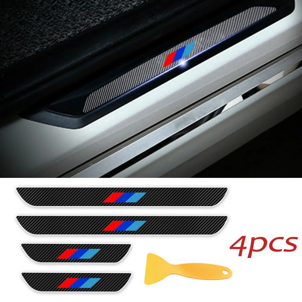 

4pcs Vinyl 4D Carbon Fiber Black Car Door Sill set Cover Sticker For BMW 3-Series E90 E91 2009-2012 Auto car Styling Fashion
