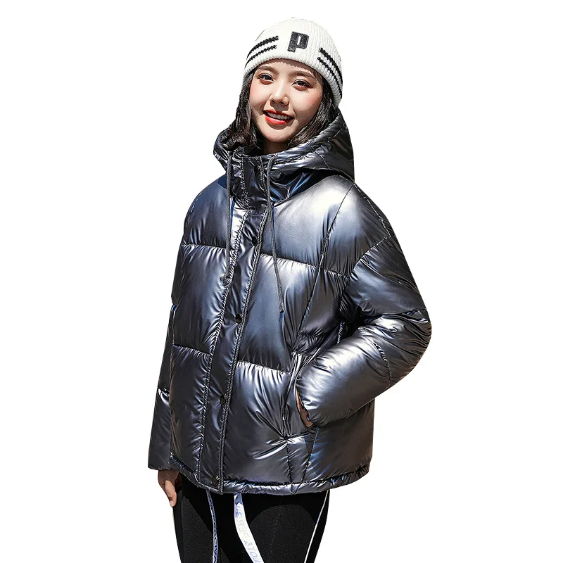 

Down Jacket Cotton-padded Clothes Women's Short 2019 New Style Bright Surface Korean-style Loose-Fit Padded Cotton-padded Clothe