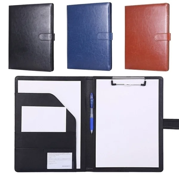 Carpeta multifuncional A4 para conferencias, carpeta de papelería de negocios, carpeta de cuero para documentos